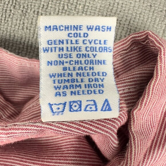 Direction Los Angeles Mens M Red White Striped Button-Up Short Sleeve Pockets - Picture 6 of 8